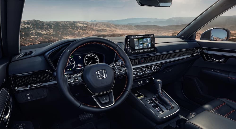 The black interior of a 2026 Honda CR-V.