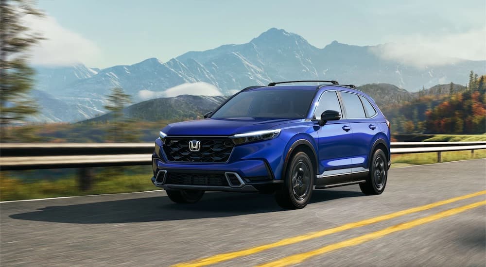 A blue 2026 Honda CR-V from the front.