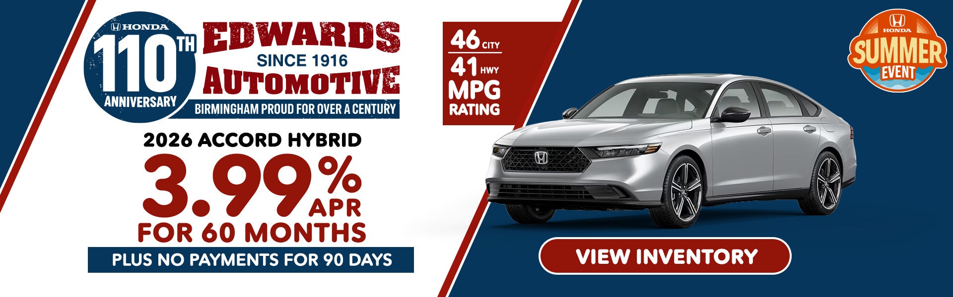 Accord Hybrid 3.99% for 60 months
