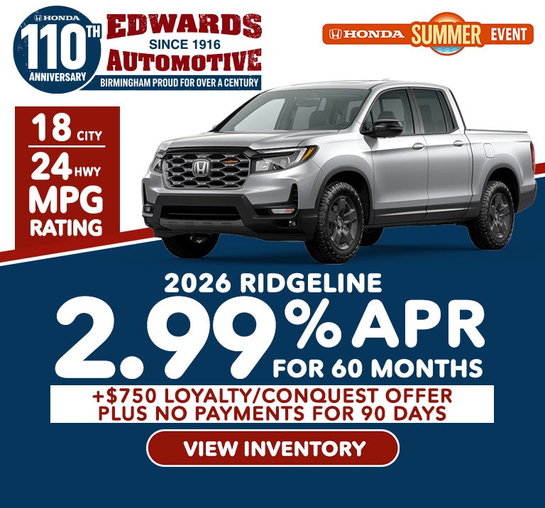 2026 Ridgeline 2.99% APR for 60 months