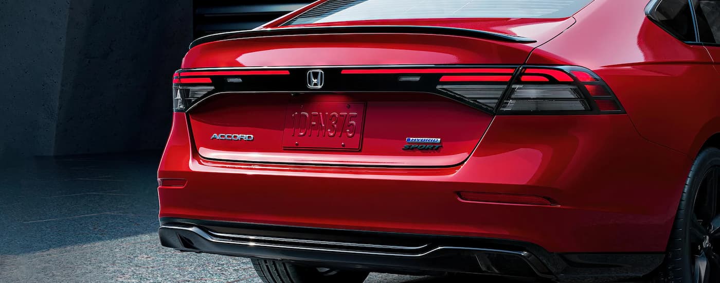 Rear of a red 2026 Honda Accord